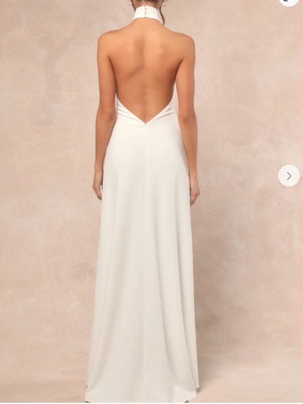 Lulus Alaura White Backless Halter Maxi Dress - Size S - Picture 2 of 2